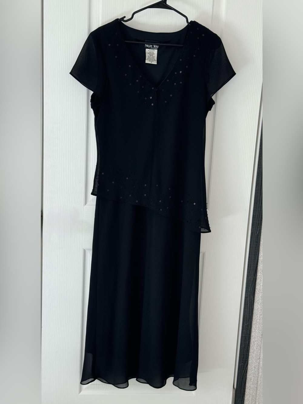 Night Way Collections Black Maxi Dress with Subtle Sequin Accents